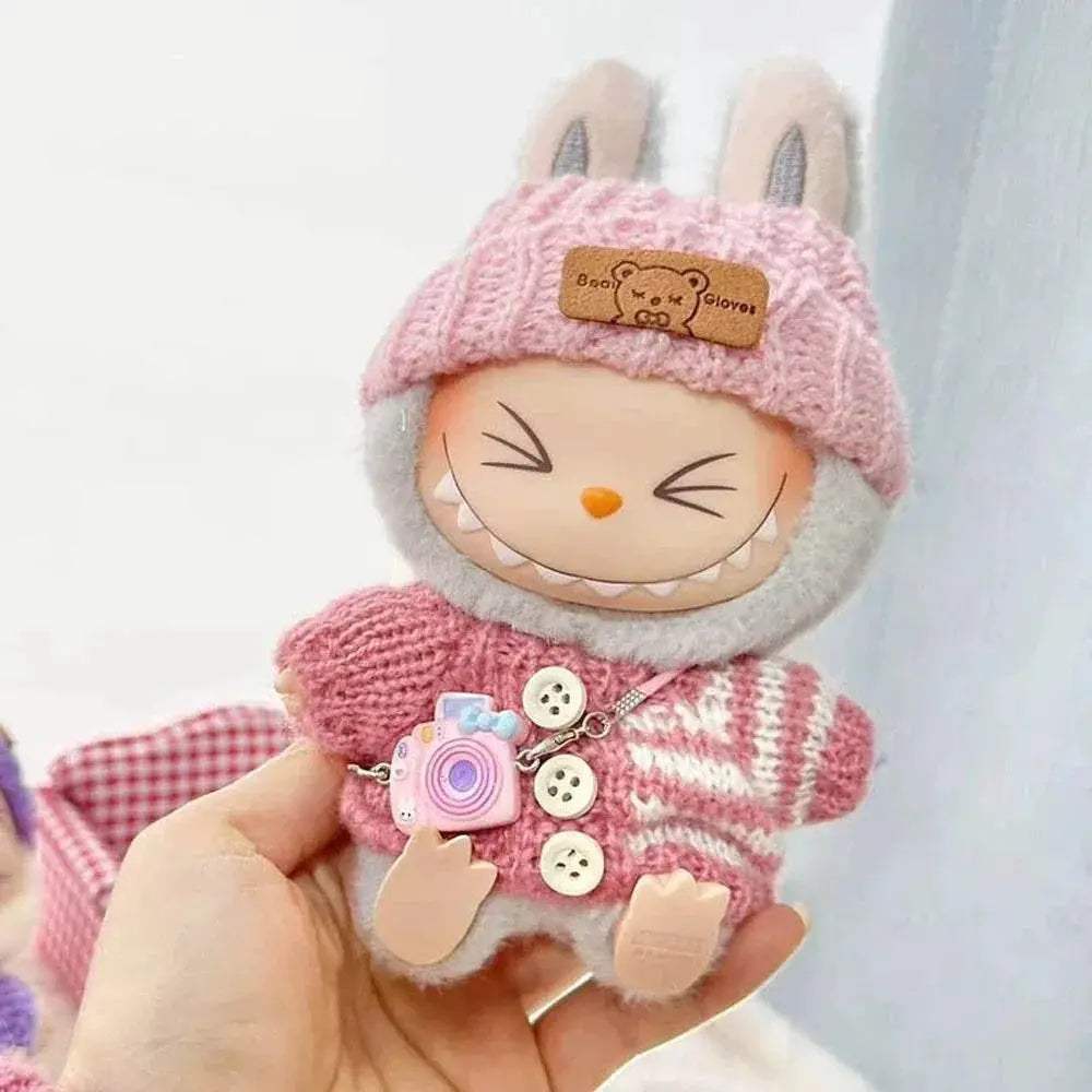 17CM Labubu Mini Dolls Clothes Sitting Party Fashion Striped Sweater - ToylandEU