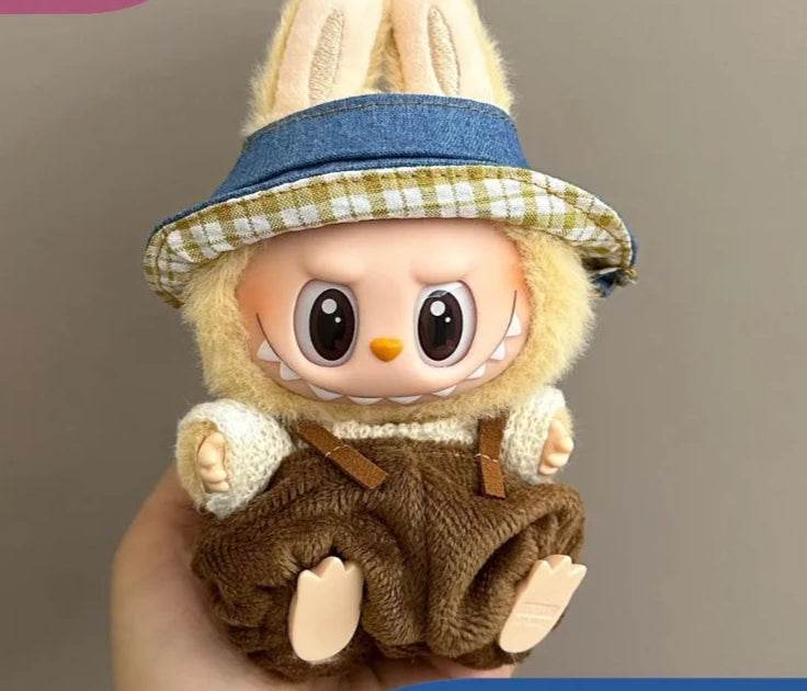 17cm Labubu Doll Clothes Cute Dress Up Toy Mini Plush Accessories British Style Skirt Set Strap Pants Style Kid Gifts - ToylandEU