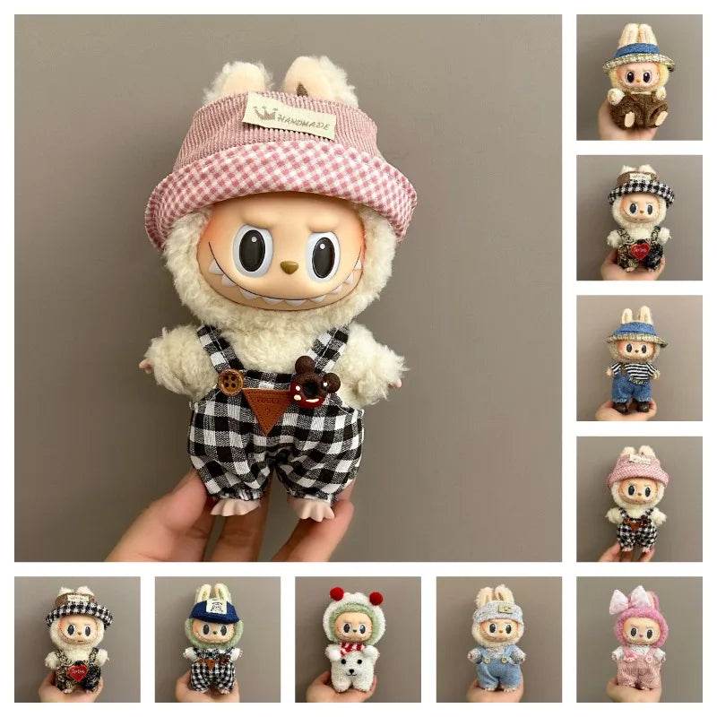17cm Labubu Doll Clothes Cute Dress Up Toy Mini Plush Accessories British Style Skirt Set Strap Pants Style Kid Gifts - ToylandEU