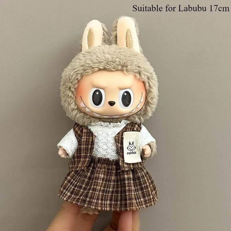 17cm Labubu Doll Clothes Cute Dress Up Toy Mini Plush Accessories British Style Skirt Set Strap Pants Style Kid Gifts - ToylandEU