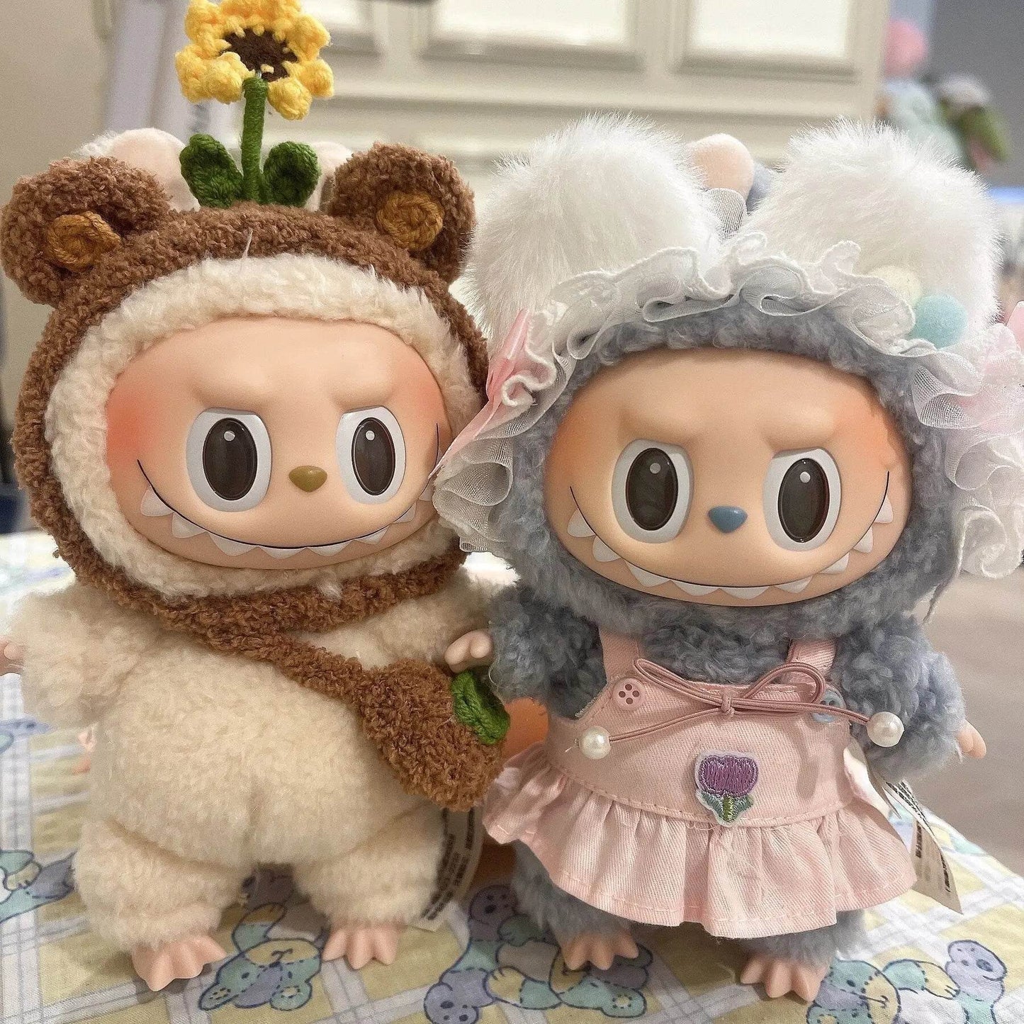 17cm Labubu Doll Clothes Sunflower Red Flower Heartbeat Macaron - ToylandEU