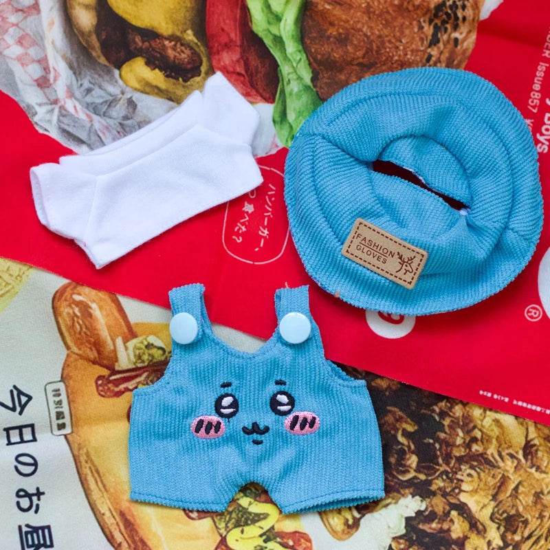 17cm Labubu Doll Fashion Set Cute White Shirt Hat Overalls - ToylandEU