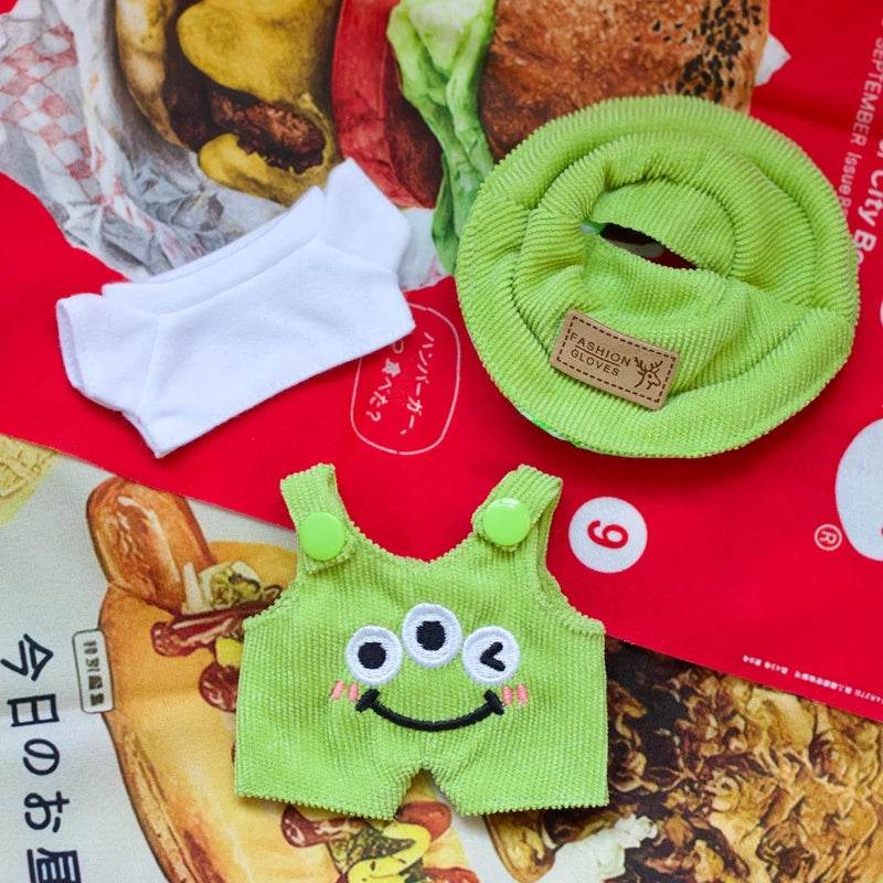 17cm Labubu Doll Fashion Set Cute White Shirt Hat Overalls - ToylandEU