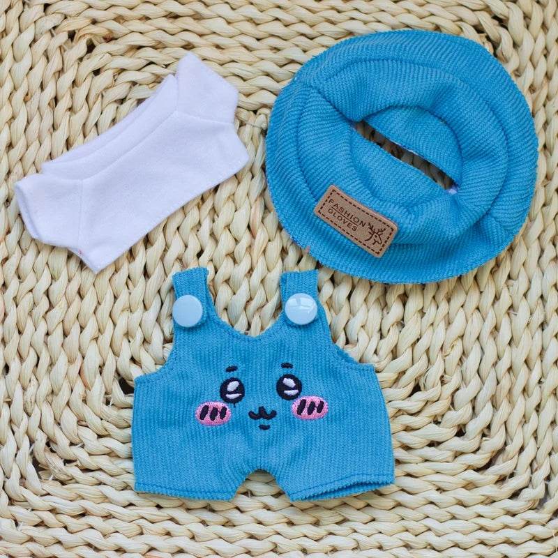 17cm Labubu Doll Fashion Set Cute White Shirt Hat Overalls - ToylandEU