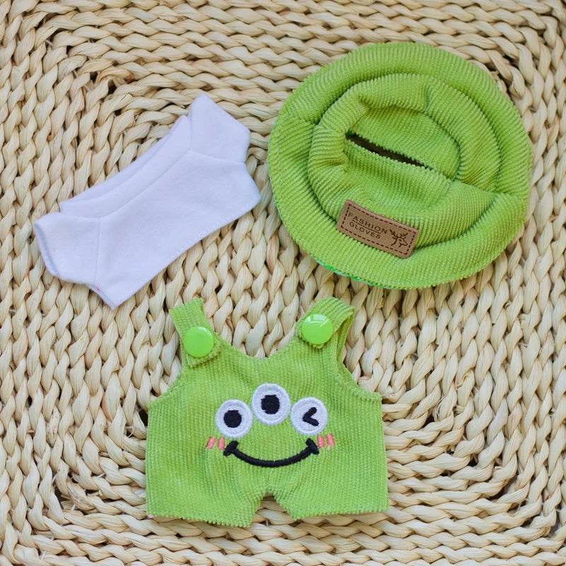 17cm Labubu Doll Fashion Set Cute White Shirt Hat Overalls - ToylandEU