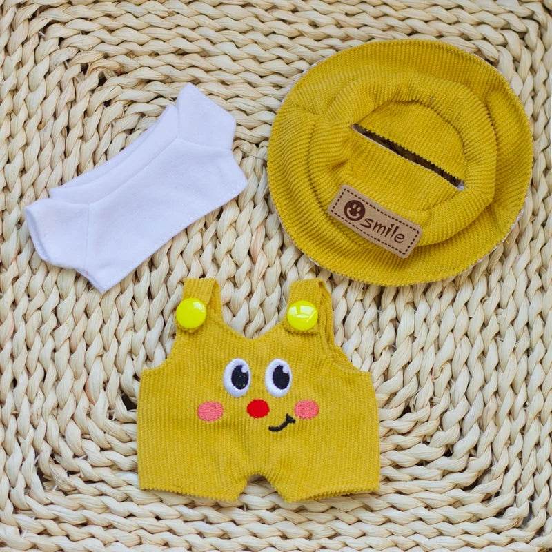17cm Labubu Doll Fashion Set Cute White Shirt Hat Overalls - ToylandEU