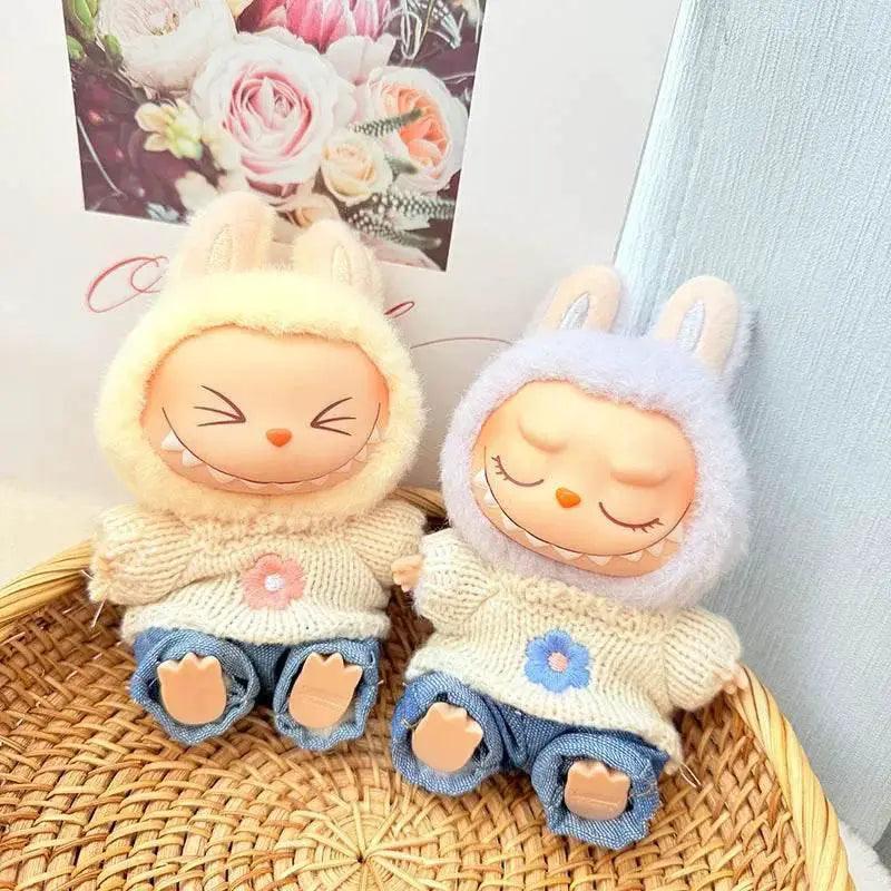  17cm Labubu I II Doll Clothing Pink Blue Flower Sweater -  ToylandEU™
