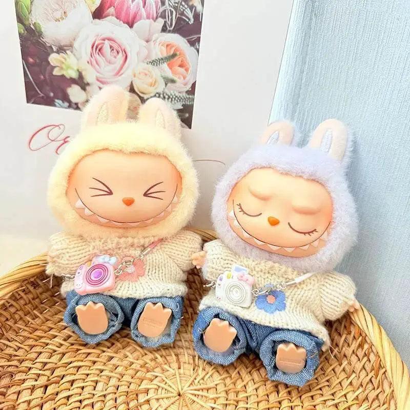  17cm Labubu I II Doll Clothing Pink Blue Flower Sweater -  ToylandEU™