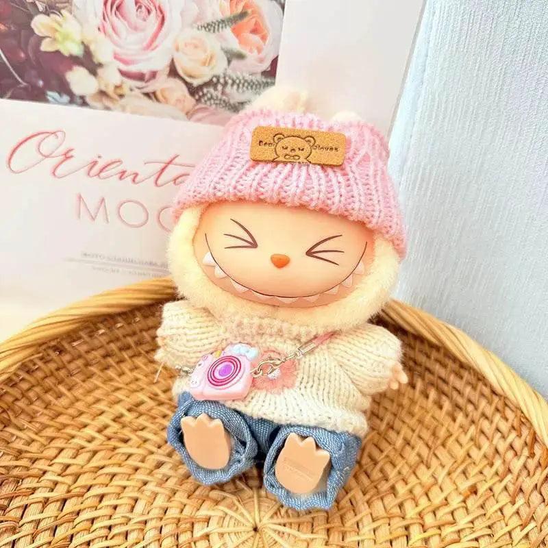  17cm Labubu I II Doll Clothing Pink Blue Flower Sweater -  ToylandEU™