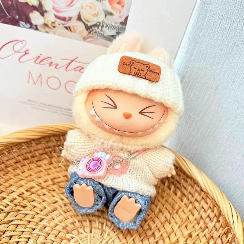  17cm Labubu I II Doll Clothing Pink Blue Flower Sweater -  ToylandEU™