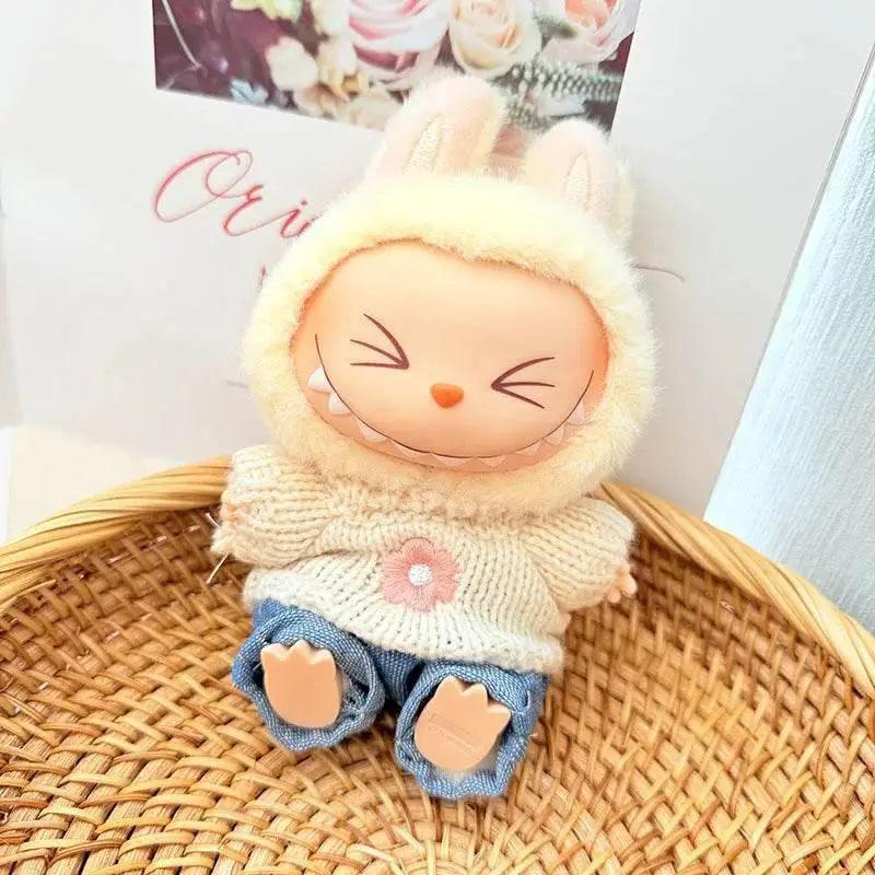  17cm Labubu I II Doll Clothing Pink Blue Flower Sweater -  ToylandEU™