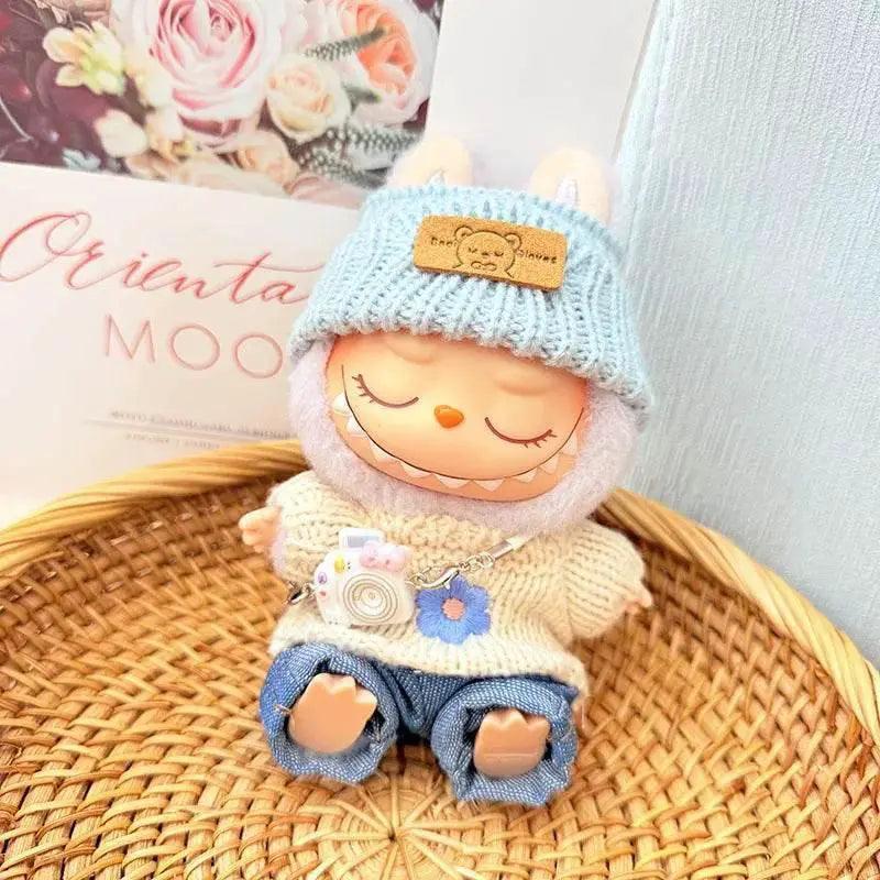 17cm Labubu I II Doll Clothing Pink Blue Flower Sweater -  ToylandEU™