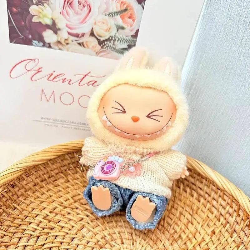  17cm Labubu I II Doll Clothing Pink Blue Flower Sweater -  ToylandEU™
