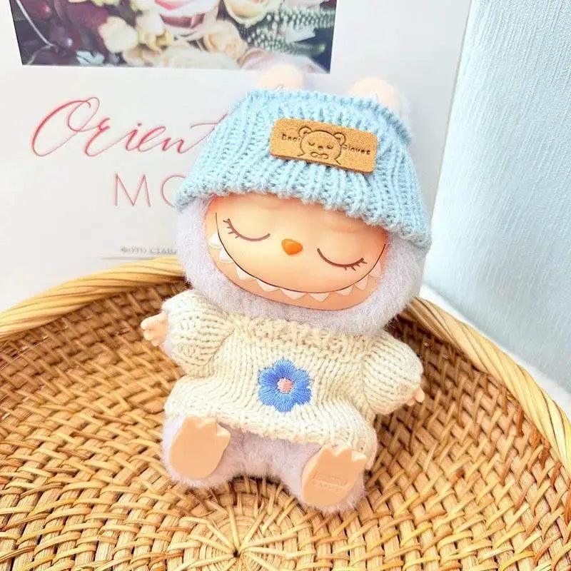  17cm Labubu I II Doll Clothing Pink Blue Flower Sweater -  ToylandEU™