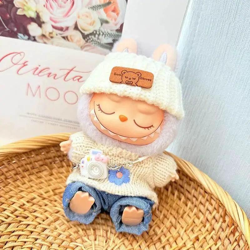  17cm Labubu I II Doll Clothing Pink Blue Flower Sweater -  ToylandEU™