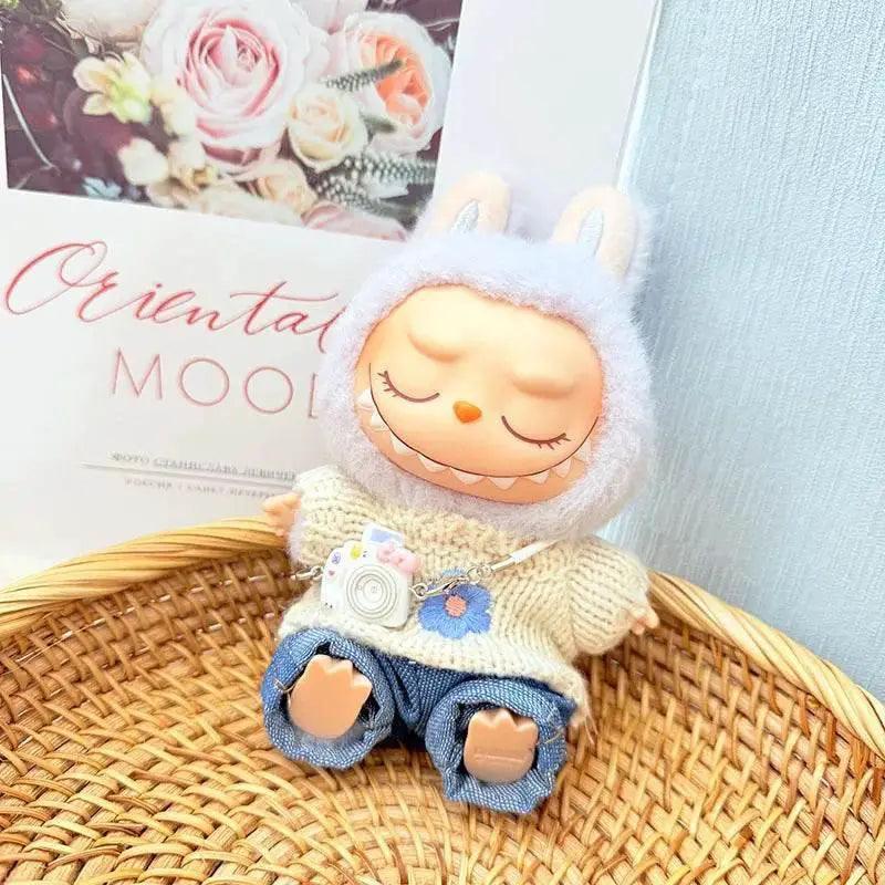  17cm Labubu I II Doll Clothing Pink Blue Flower Sweater -  ToylandEU™