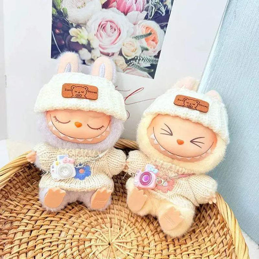  17cm Labubu I II Doll Clothing Pink Blue Flower Sweater -  ToylandEU™
