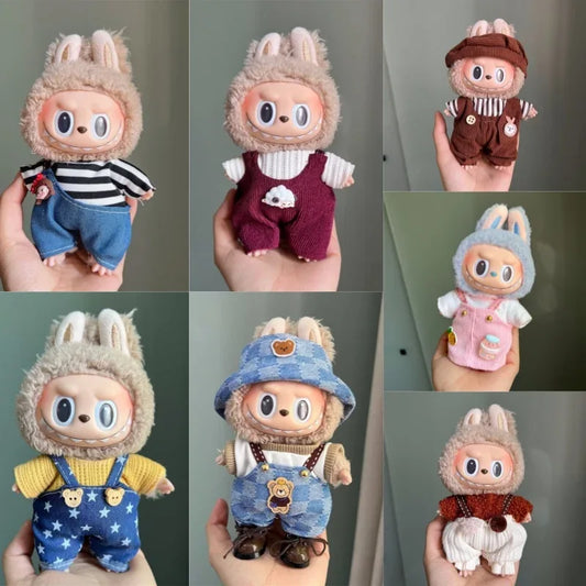 17cm Labubu Plush Doll Clothes Overalls Set Gift Deluxe - ToylandEU