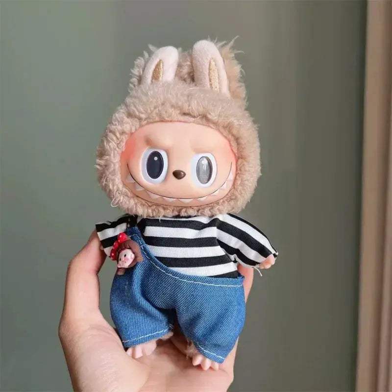 17cm Labubu Plush Doll Clothes Overalls Set Gift Deluxe - ToylandEU
