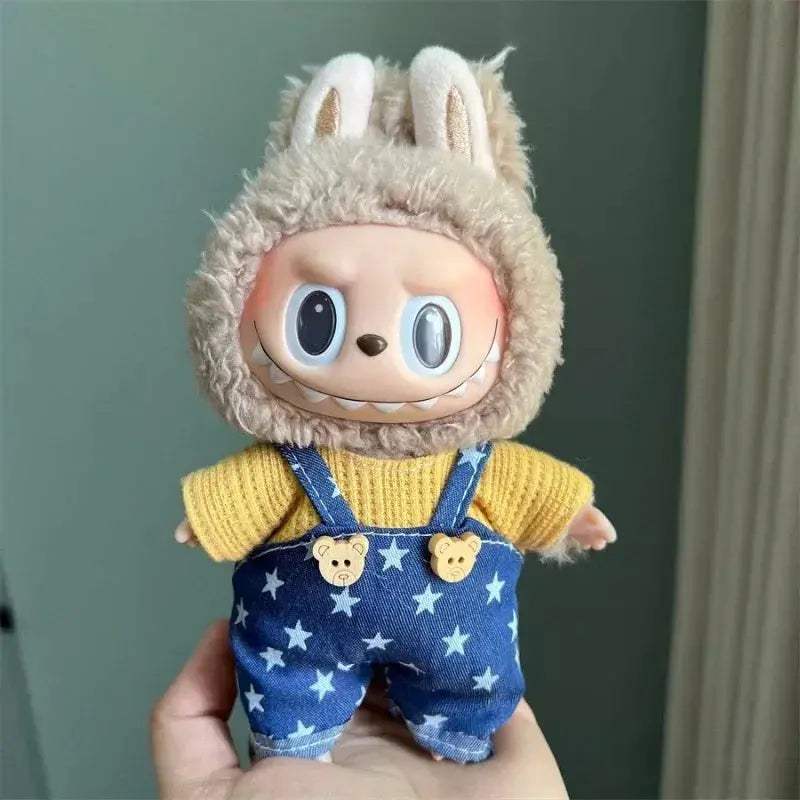 17cm Labubu Plush Doll Clothes Overalls Set Gift Deluxe - ToylandEU