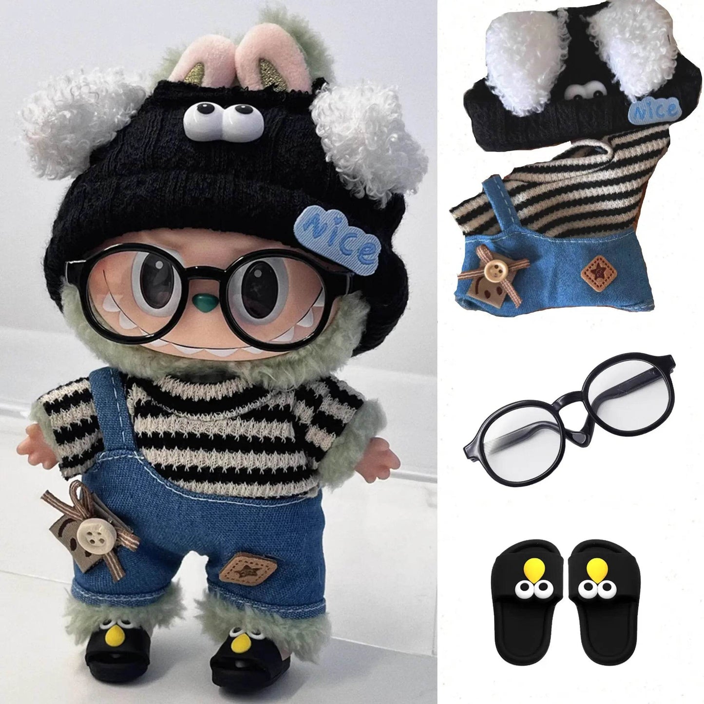17cm Mini Doll's Clothes Outfit Accessories For Korea Kpop Exo Labubu Striped Sweater - ToylandEU