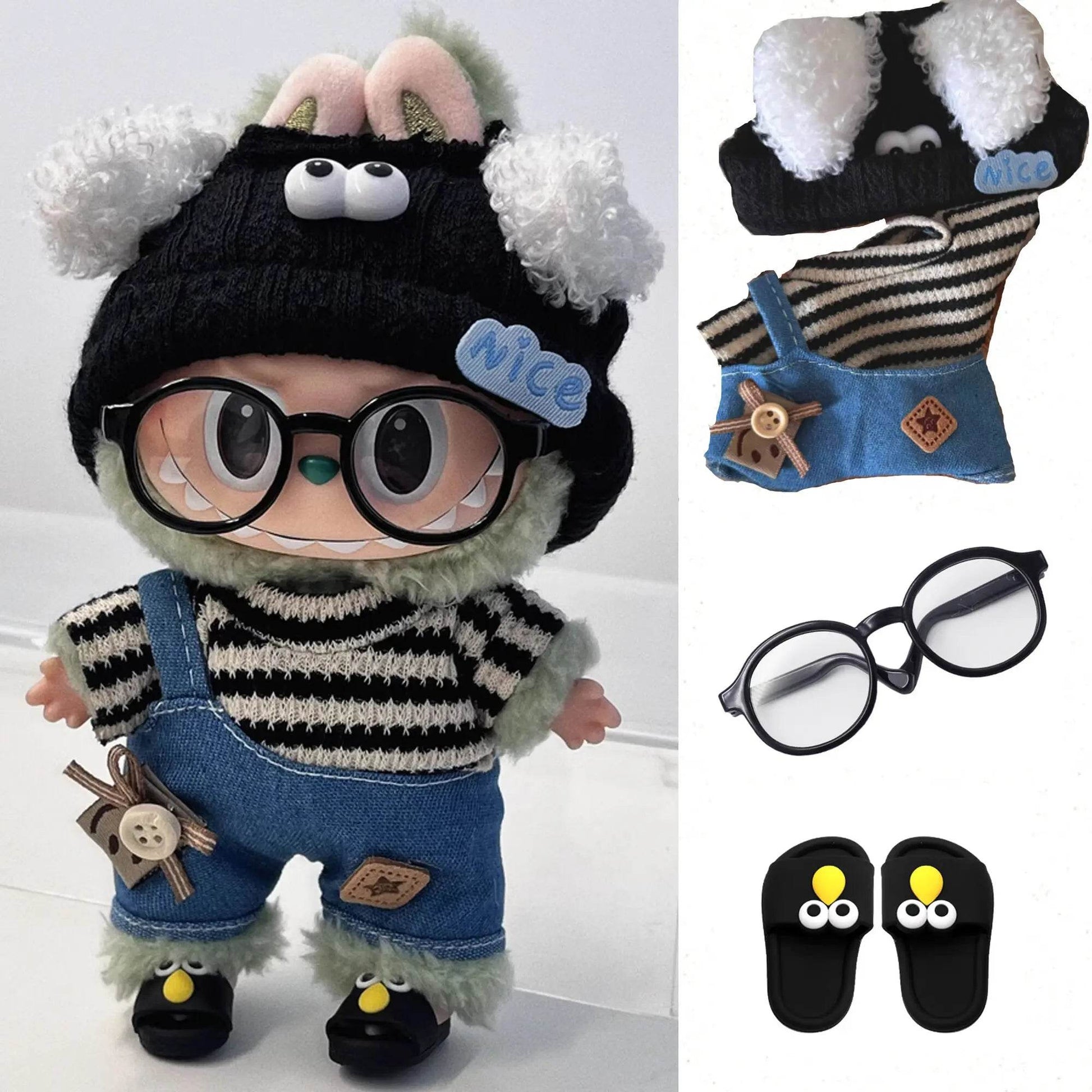 17cm Mini Doll's Clothes Outfit Accessories For Korea Kpop Exo Labubu Striped Sweater - ToylandEU