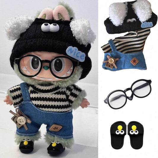 17cm Mini Doll's Clothes Outfit Accessories For Korea Kpop Exo Labubu Striped Sweater - ToylandEU