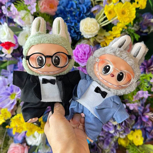 17cm Mini Plush Doll's Clothes Outfit Accessories For Labubu Idol Doll Suit With Glasses Birthday Gift - ToylandEU