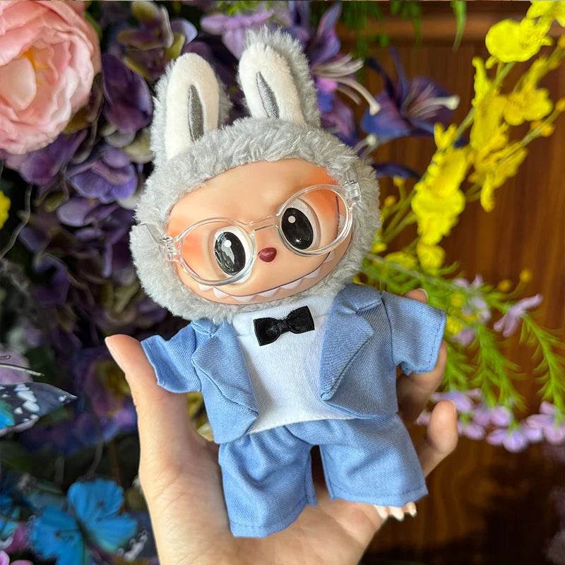17cm Mini Plush Doll's Clothes Outfit Accessories For Labubu Idol Doll Suit With Glasses Birthday Gift - ToylandEU