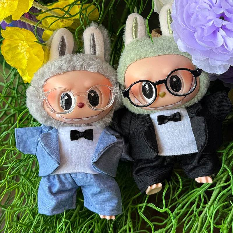 17cm Mini Plush Doll's Clothes Outfit Accessories For Labubu Idol Doll Suit With Glasses Birthday Gift - ToylandEU