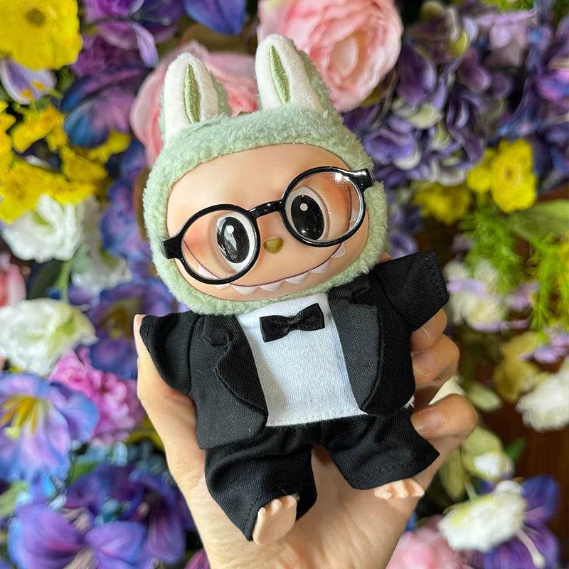 17cm Mini Plush Doll's Clothes Outfit Accessories For Labubu Idol Doll Suit With Glasses Birthday Gift - ToylandEU