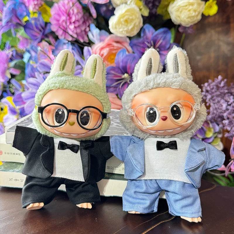 17cm Mini Plush Doll's Clothes Outfit Accessories For Labubu Idol Doll Suit With Glasses Birthday Gift - ToylandEU