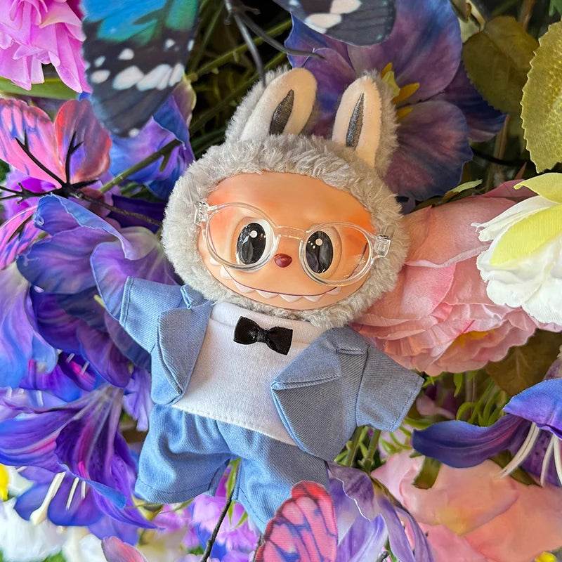 17cm Mini Plush Doll's Clothes Outfit Accessories For Labubu Idol Doll Suit With Glasses Birthday Gift - ToylandEU