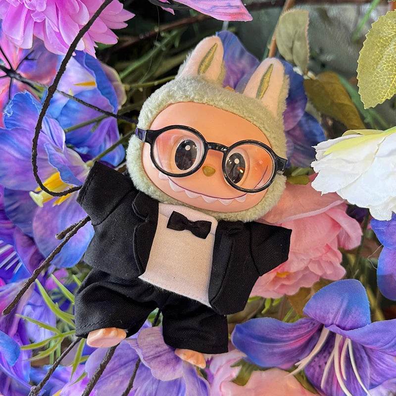 17cm Mini Plush Doll's Clothes Outfit Accessories For Labubu Idol Doll Suit With Glasses Birthday Gift - ToylandEU