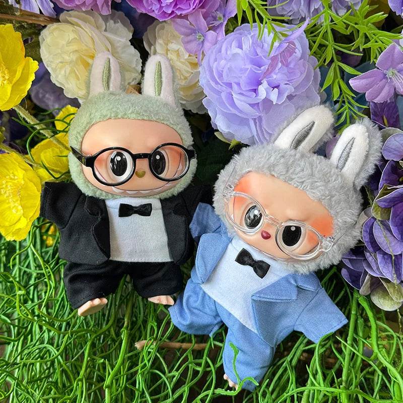 17cm Mini Plush Doll's Clothes Outfit Accessories For Labubu Idol Doll Suit With Glasses Birthday Gift - ToylandEU