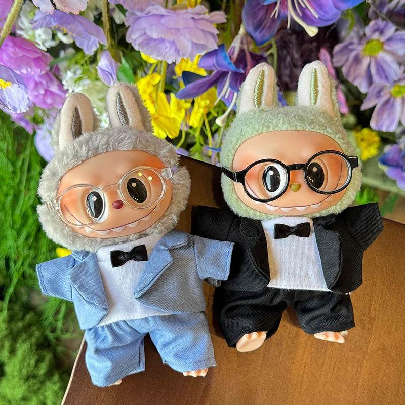 17cm Mini Plush Doll's Clothes Outfit Accessories For Labubu Idol Doll Suit With Glasses Birthday Gift - ToylandEU