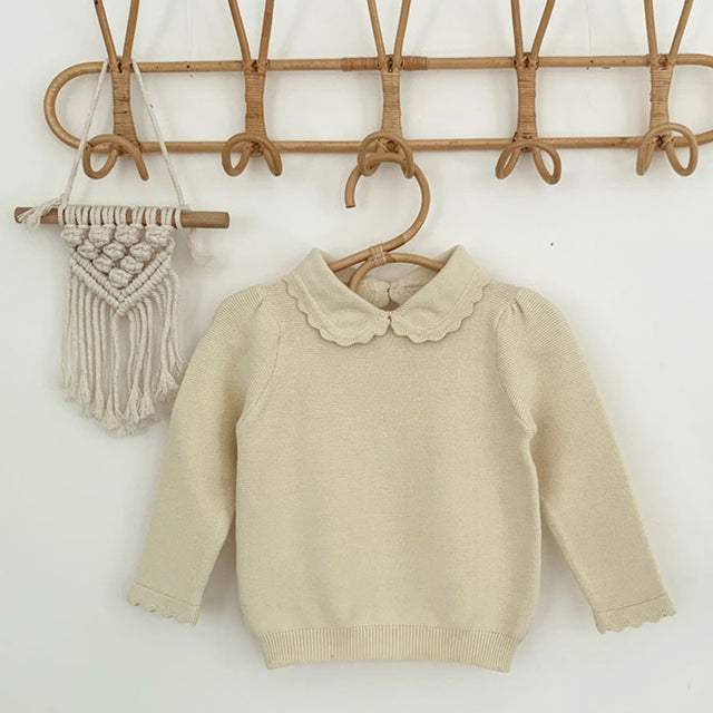 Girls' Lace Knit Pullover Sweater | Long Sleeve