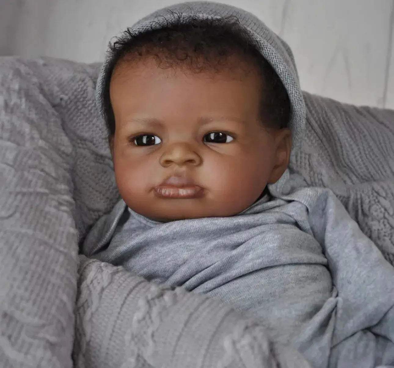 18 Inch Lifelike Dark Skin Reborn Doll With Rooted Hair - ToylandEU