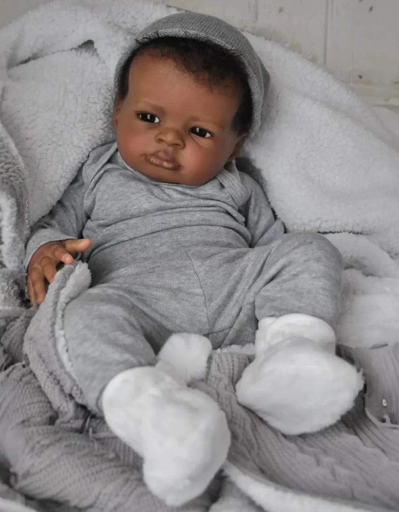 18 Inch Lifelike Dark Skin Reborn Doll With Rooted Hair - ToylandEU