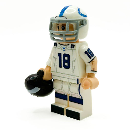 #18 QB Indy Football Player Minifig made using LEGO parts - B3 Customs - ToylandEU