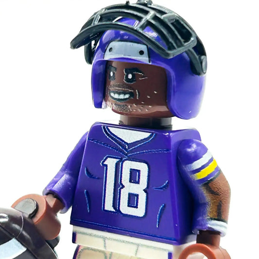 #18 WR Vikings Football Player Minifig made using LEGO parts - B3 Customs - ToylandEU