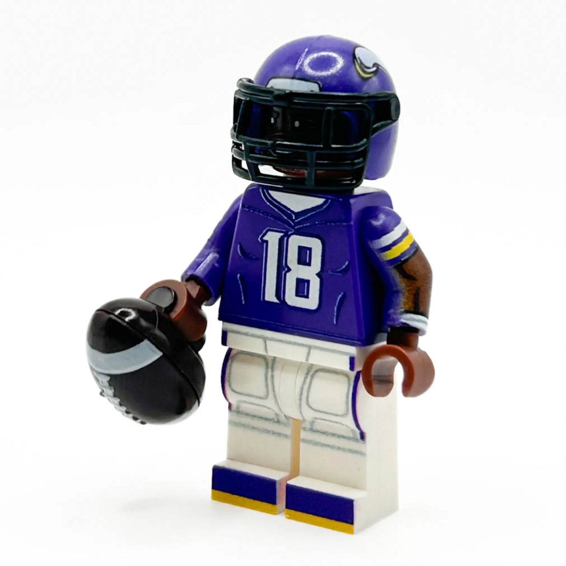 #18 WR Vikings Football Player Minifig made using LEGO parts - B3 Customs - ToylandEU