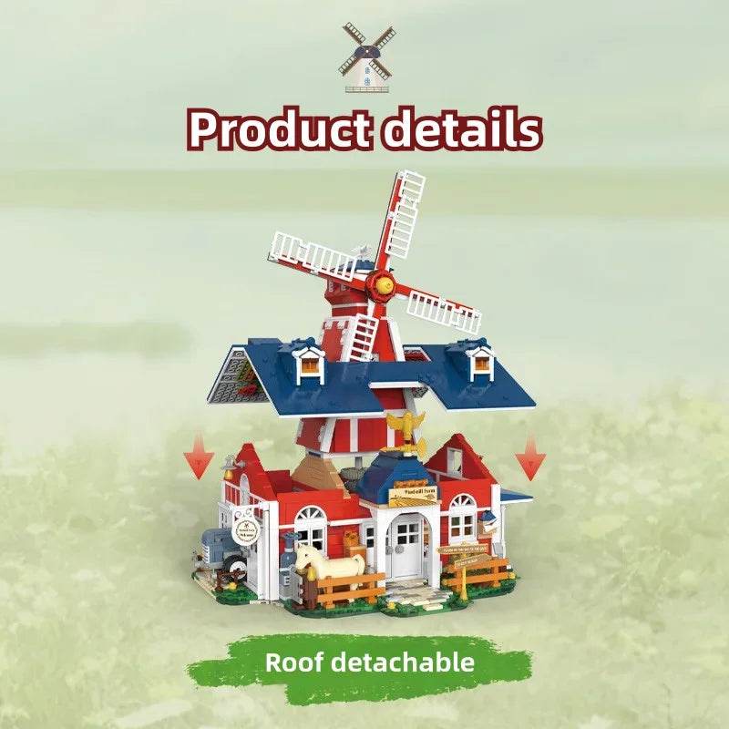 1810PCS Windmill Farm Building Blocks Set With USB Light - ToylandEU