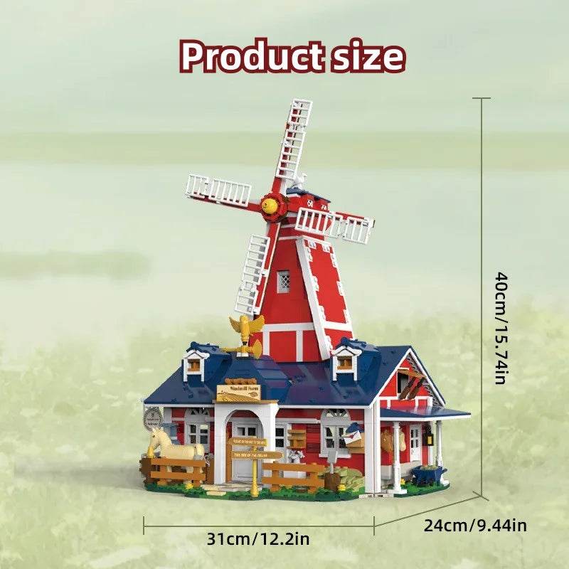 1810PCS Windmill Farm Building Blocks Set With USB Light - ToylandEU