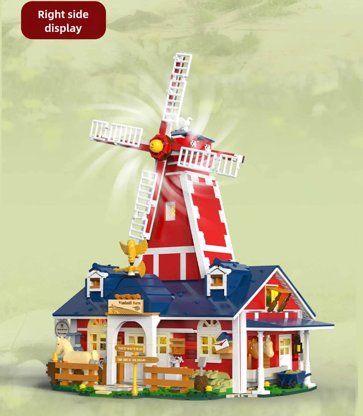 1810PCS Windmill Farm Building Blocks Set With USB Light - ToylandEU