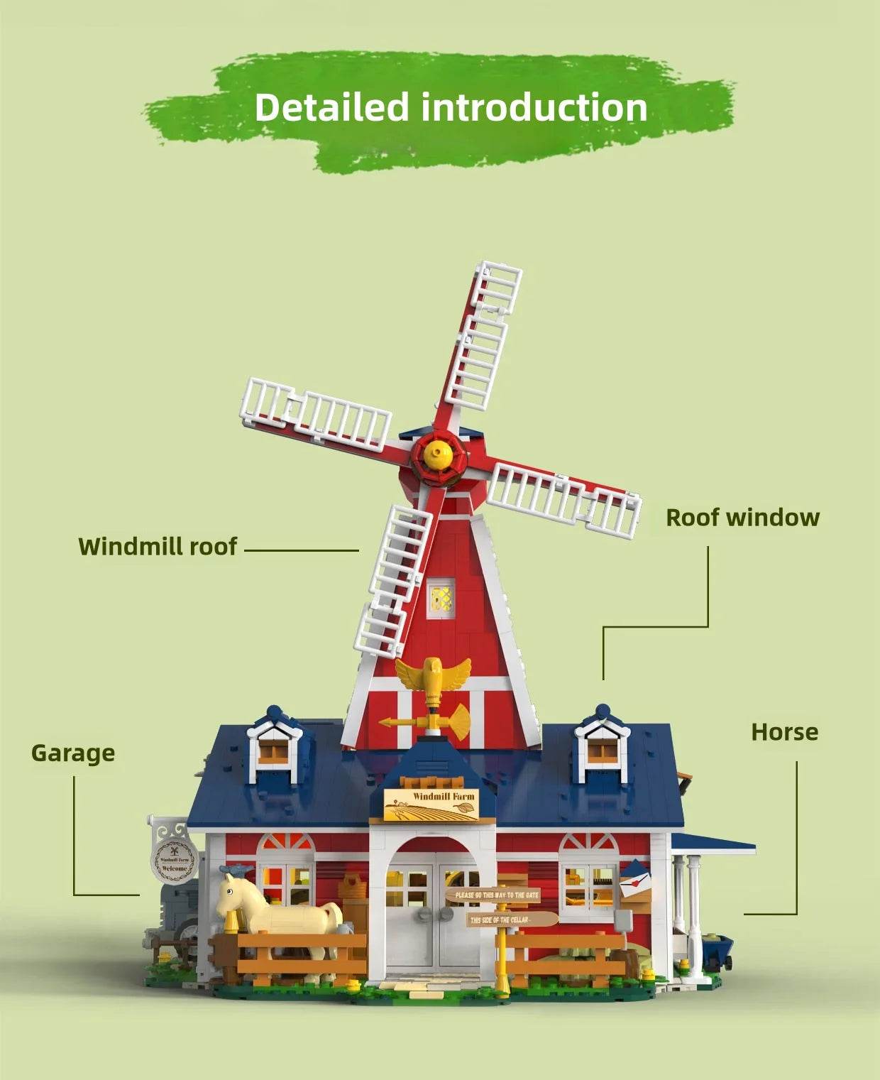 1810PCS Windmill Farm Building Blocks Set With USB Light - ToylandEU