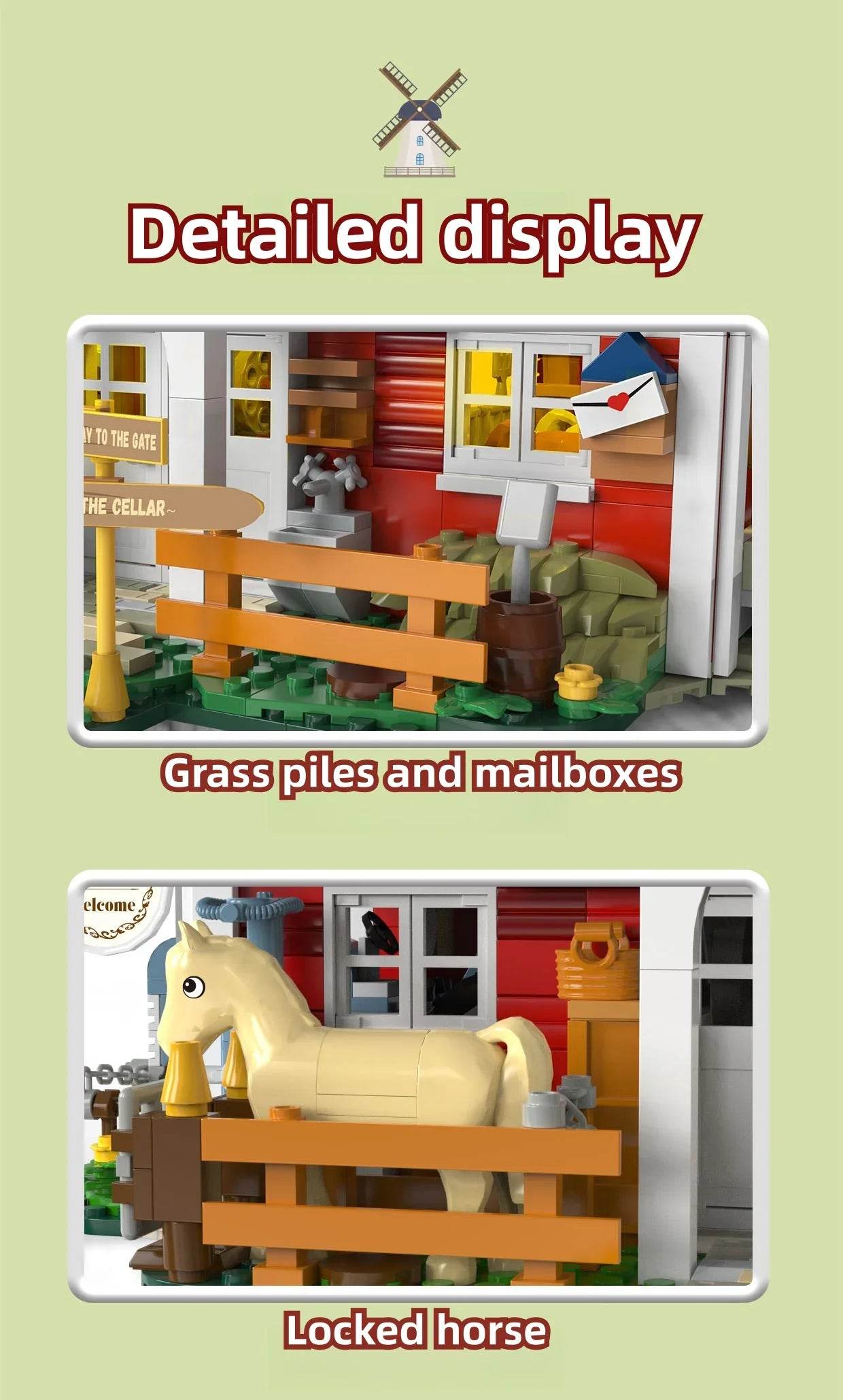 1810PCS Windmill Farm Building Blocks Set With USB Light - ToylandEU