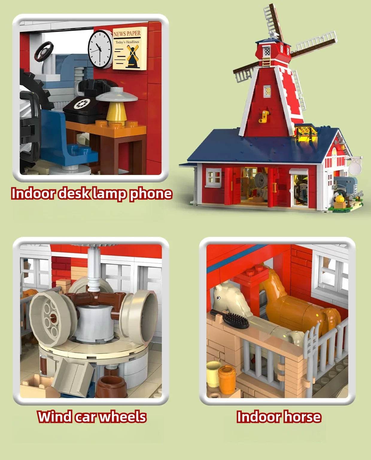 1810PCS Windmill Farm Building Blocks Set With USB Light - ToylandEU