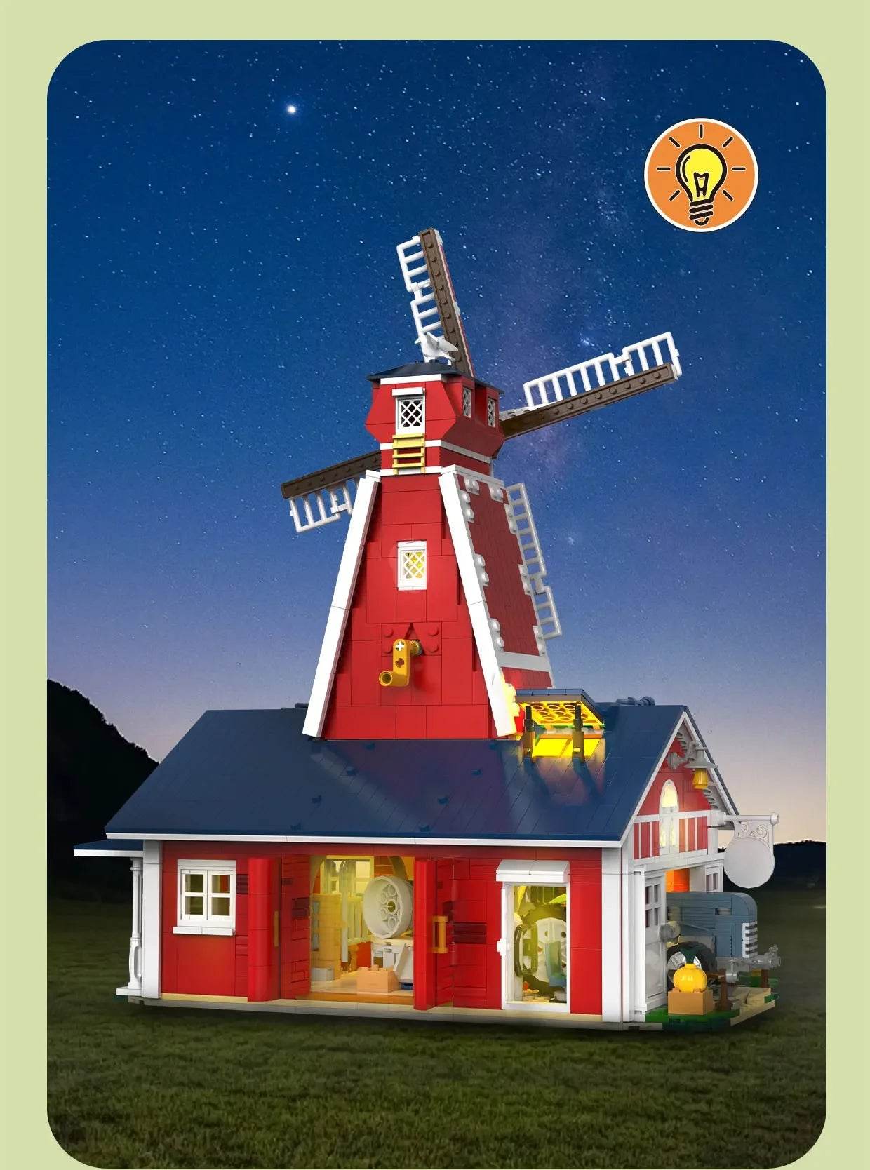1810PCS Windmill Farm Building Blocks Set With USB Light - ToylandEU