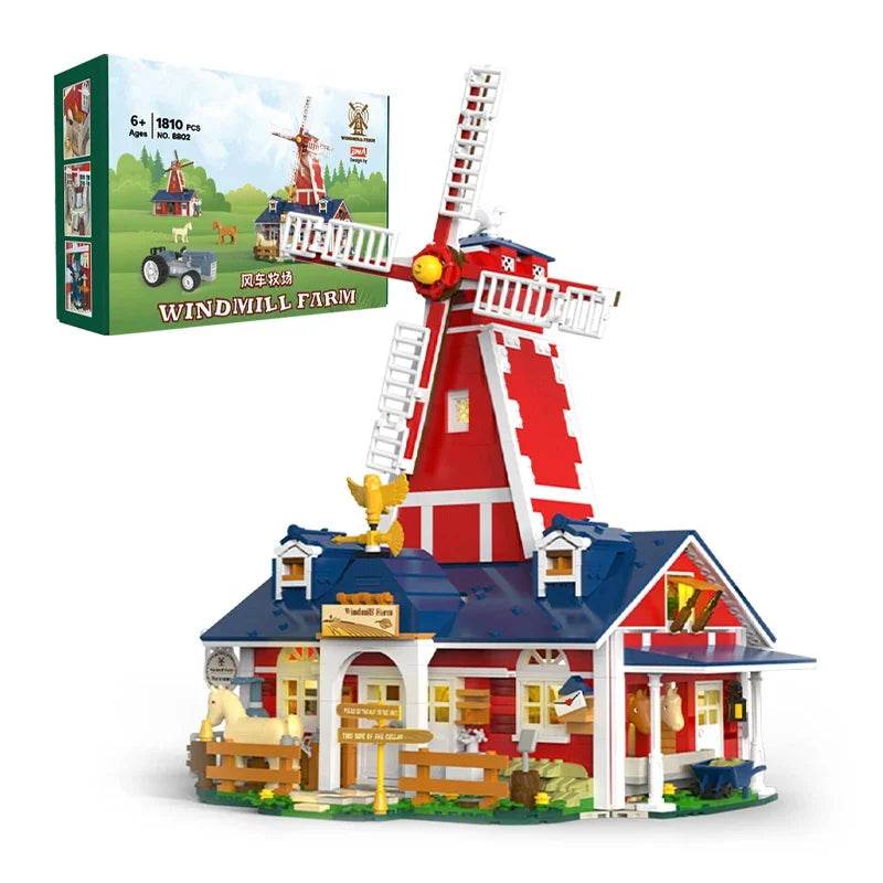 1810PCS Windmill Farm Building Blocks Set With USB Light - ToylandEU